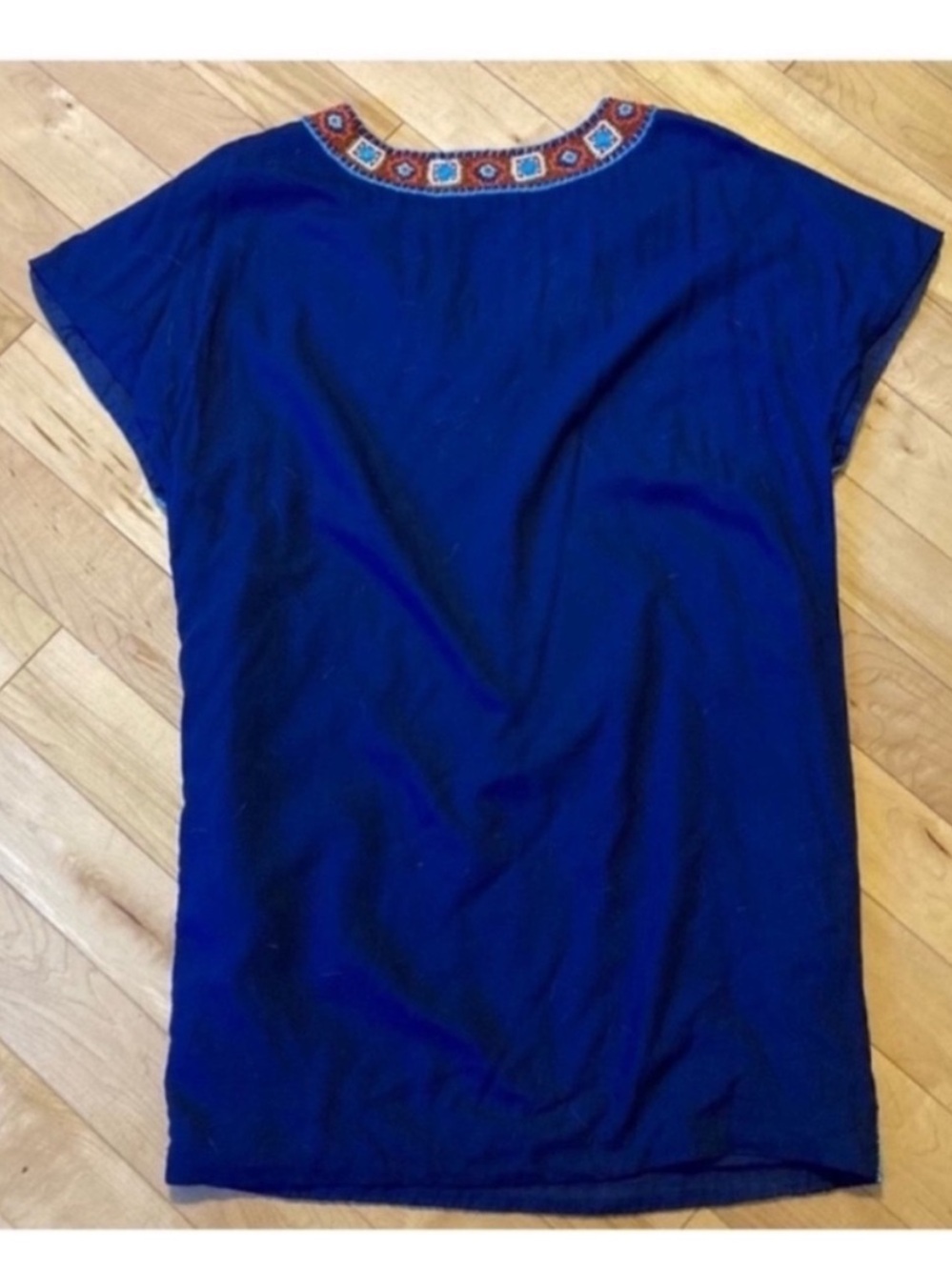 Pia Pauro Blue Embroidered Beaded Shift Dress gorgeous details size medium - Picture 8 of 9